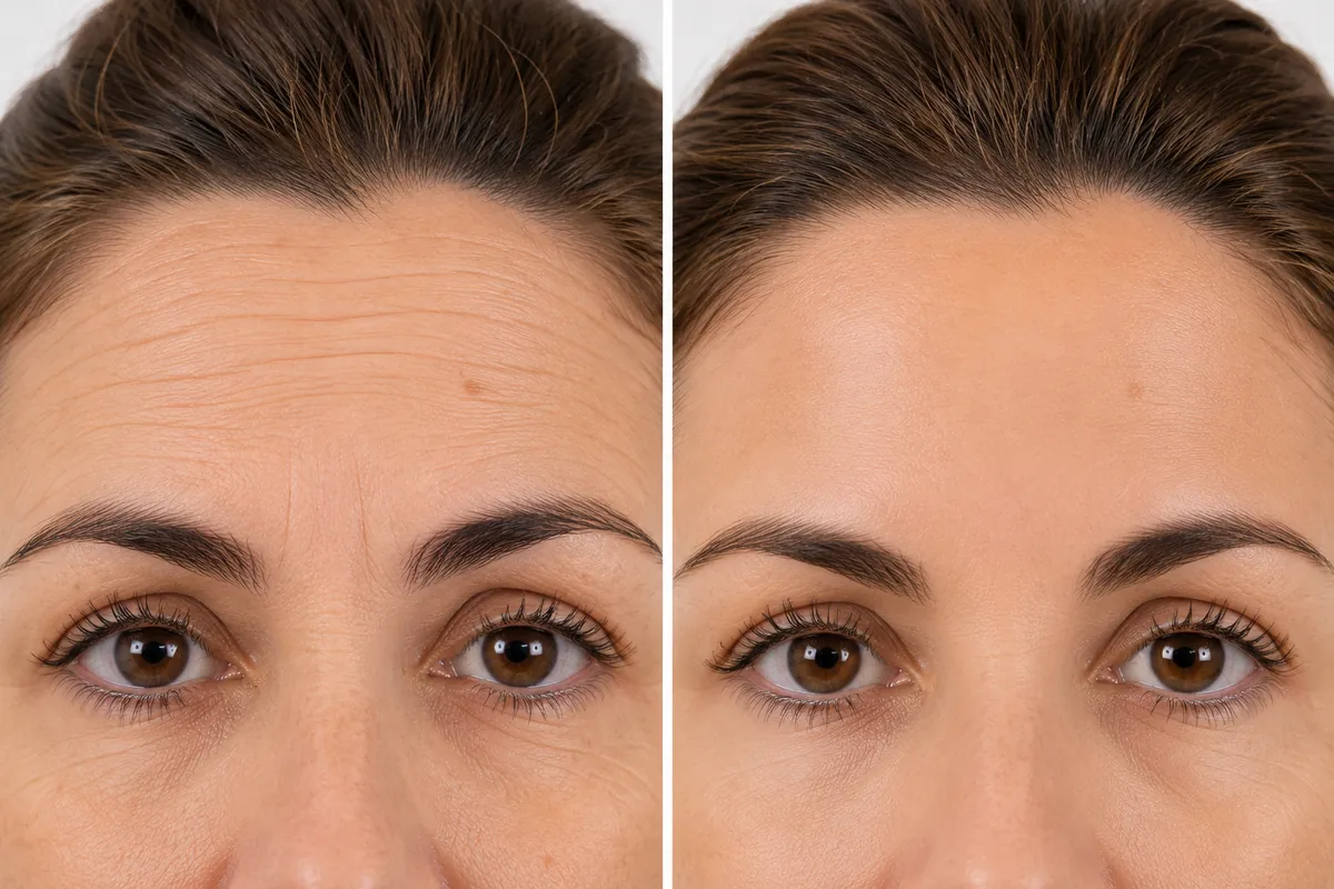 Antes y después — toxina botulínica frente y entrecejo — Lumina Botox