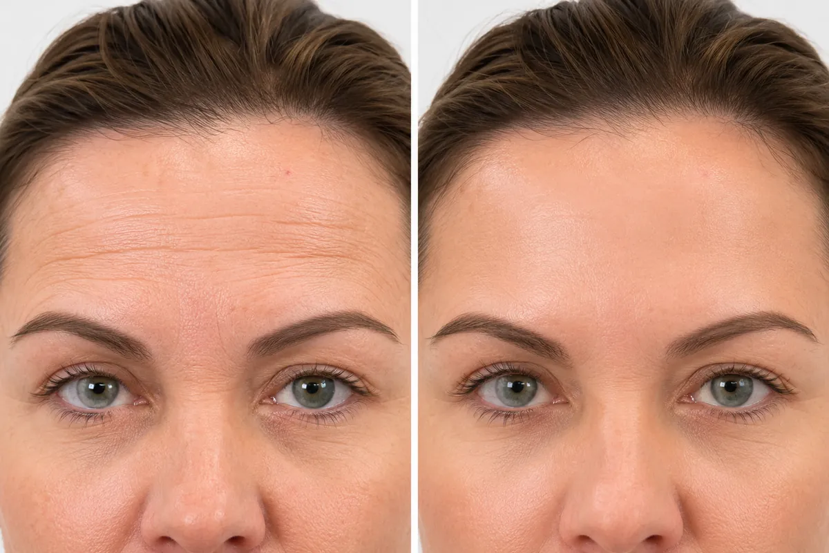 Antes y después — toxina botulínica arrugas de frente — Lumina Botox