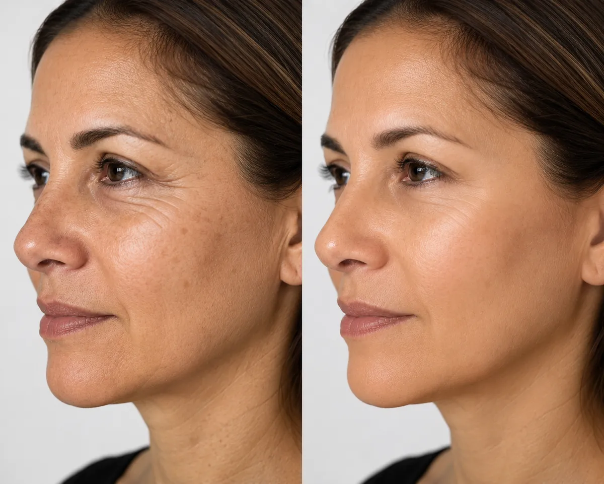 Antes y después — toxina botulínica patas de gallo — Lumina Botox