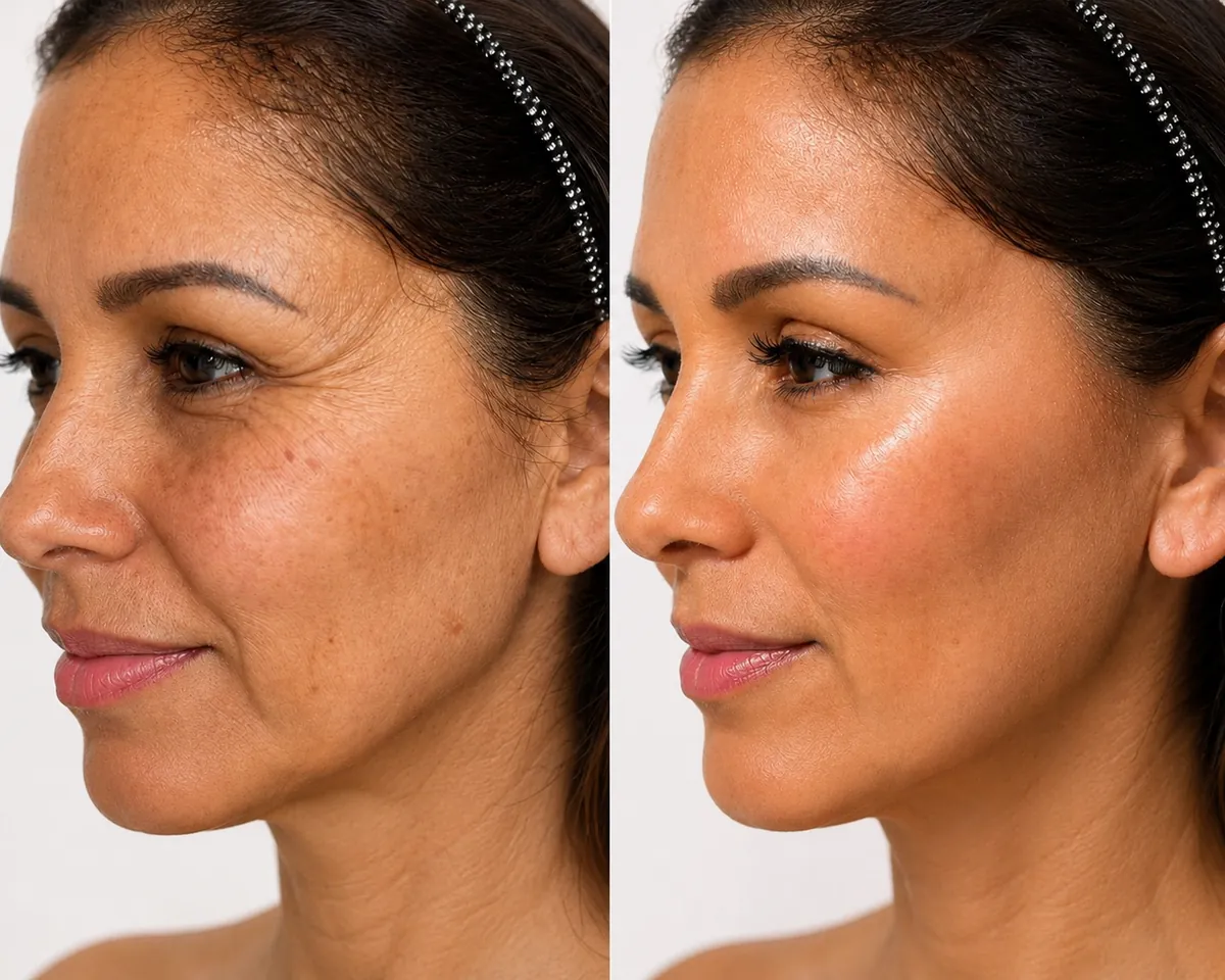 Antes y después — toxina botulínica perfil facial — Lumina Botox
