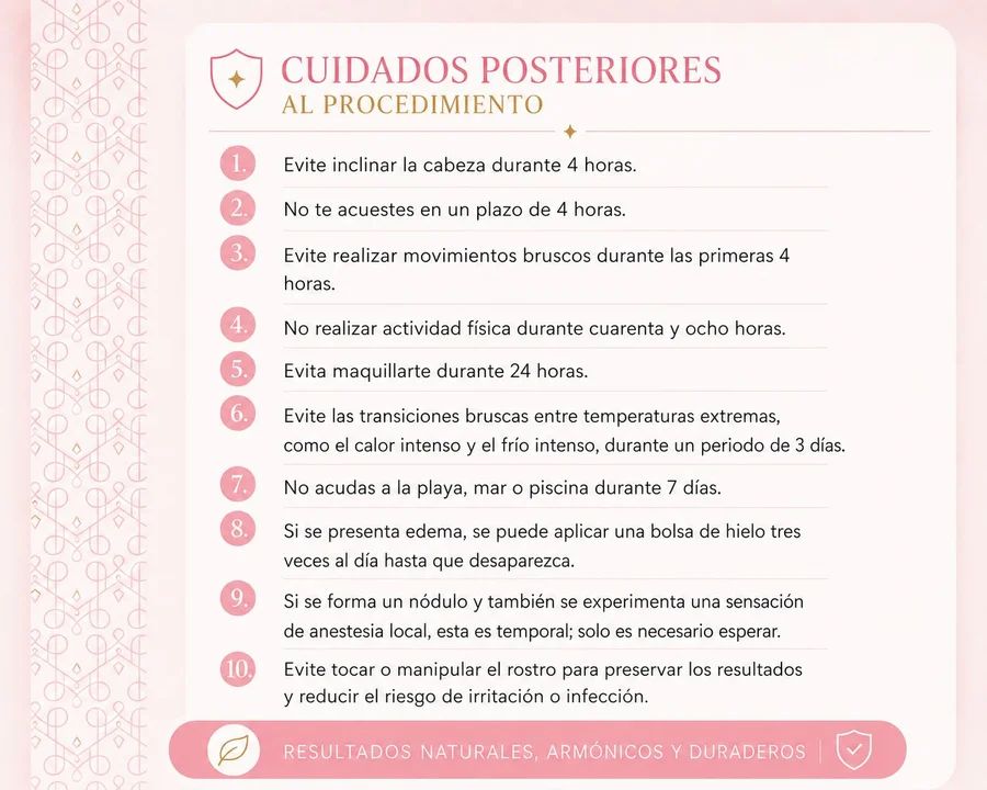 Guía de cuidados posoperatorios toxina botulínica